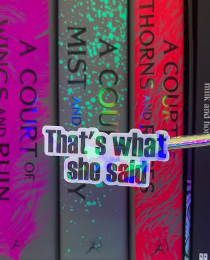 That's what she said. The Office, Michael Scott quote.